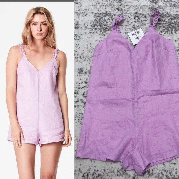 Seek the Label Pants - Seek the Label Australian purple playsuit linen